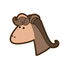 brown clear silhouette of face side view of female horse with mane vector illustration