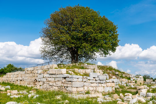 Agora remains at Teos ancient city, Seferihisar, Izmir,Turkey