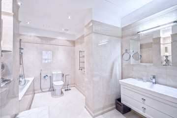 Interior design stylish bathroom luxury house.
