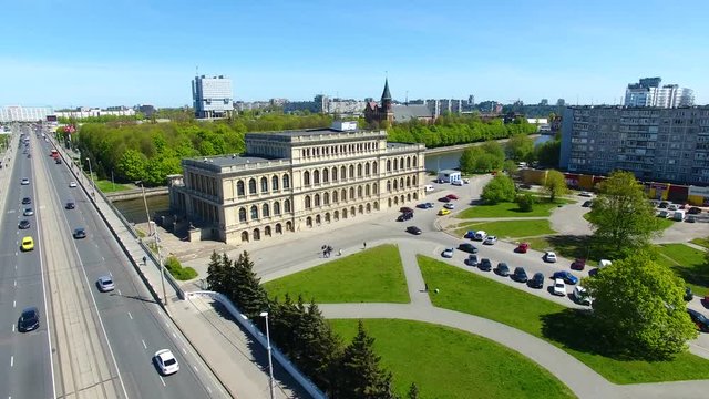 Aerial view of the building of Regional Center of Youth Culture in Kaliningrad, Russia