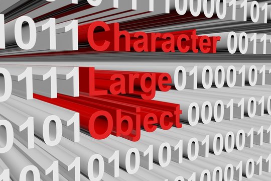 Character large object as a binary code 3D illustration