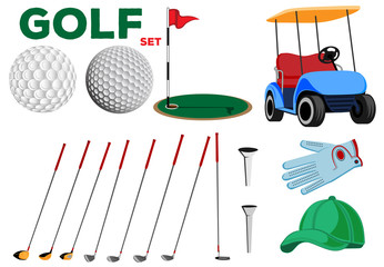 Vector color set of golf club design elements for use in various types of printing, elements of your design and the Internet