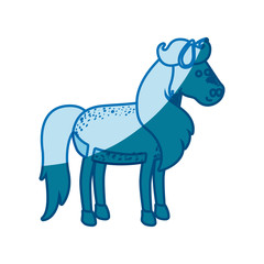 blue silhouette of horse with freckles and mane and tail vector illustration