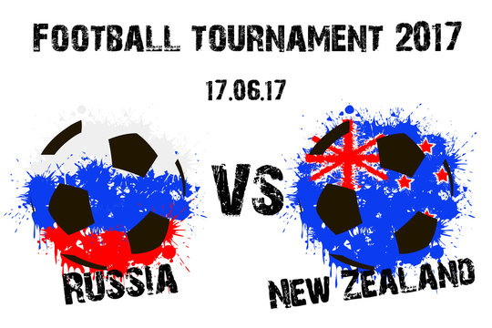Banner football match Russia vs New Zealand