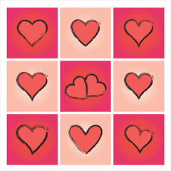 Vector icon set of pink heart