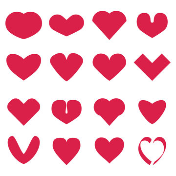Pink hearts vector set