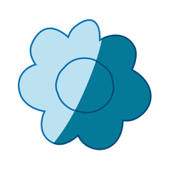blue silhouette caricature of flower in closeup vector illustration