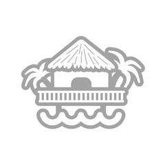 Bungalow with palm trees icon. Summer. Vacation