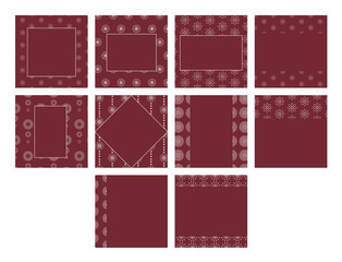 Maroon color vector templates with floral patterns