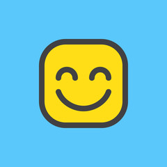 Smiling Face With Smiling Eyes emoji. Filled outline icon, colorful vector emoticon