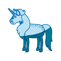 blue silhouette of male unicorn vector illustration