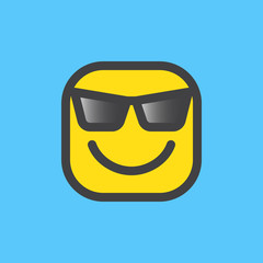 Smiling Face With Sunglasses, Cool emoji. Filled outline icon, colorful vector emoticon