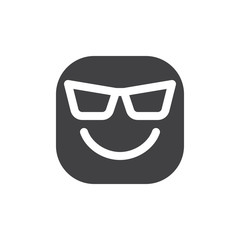 Smiling Face With Sunglasses, Cool emoji. glyph icon, vector emoticon