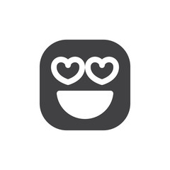 Smiling face with heart eyes emoji. glyph icon, vector emoticon