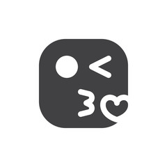 Face Blowing a Kiss emoji. glyph icon, vector emoticon