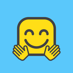 Hugging smiling face emoji. Filled outline icon, colorful vector emoticon