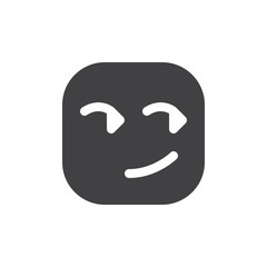 Smirking Face, Suggestive Smile emoji. glyph icon, vector emoticon