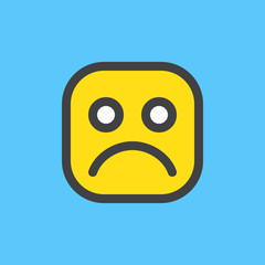 Frowning, sad face emoji. Filled outline icon, colorful vector emoticon