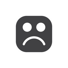 Frowning, sad face emoji. glyph icon, vector emoticon