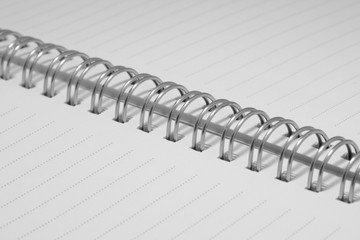 spiral lined notebook isolated on white, Open writing book