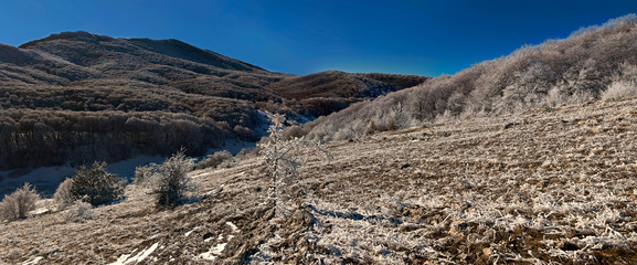 Winter landscape of plateaus Demerdji yayla and Karabi yayla, Crimea