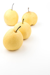 Chinese pear,Ripe Nashi pear,Golden Pear,pear fruit on white background