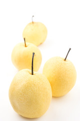 Chinese pear,Ripe Nashi pear,Golden Pear,pear fruit on white background