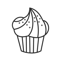 Cupcake vector doodle hand drawn line illustration