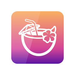 Coconut Drink with Straw icon. Summer. Vacation
