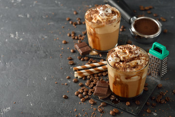 Cold frappe coffee with cream
