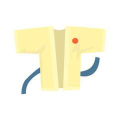 Kimono with a blue belt, martial arts clothing. Colorful cartoon vector Illustration