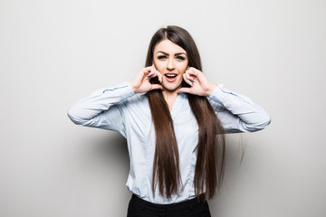 Portrait of woman covering ears with hands