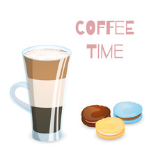 Coffee drink and macaroons