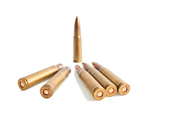 Bullets isolated on white.