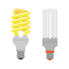 Cartoon lamp light bulb design flat vector illustration electric idea bright graphic solution concept.