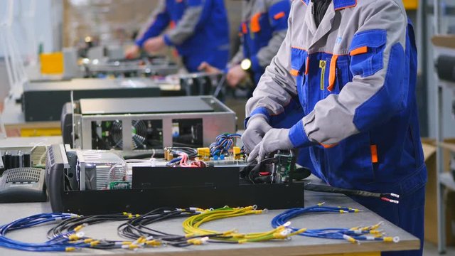 The shooting of the system block's making. 4K.
