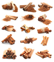Cinnamon on white background
