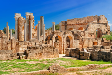 Fototapeta premium Libya Tripoli Leptis Magna Roman archaeological site Unesco World Heritage Site