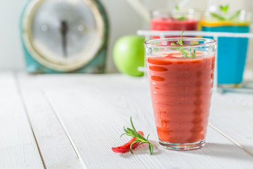 Healthy cocktail with tomatoes and chilli peppers