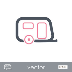 Camping trailer outline icon. Summer. Vacation