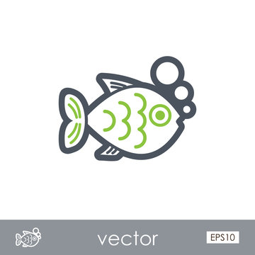 Fish outline icon. Summer. Vacation