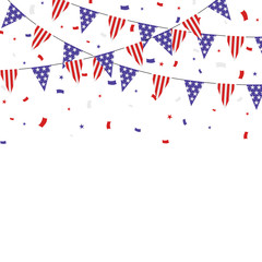 USA themed patriotic buntings and confetti banner