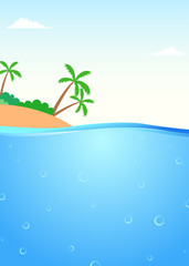 Fototapeta na wymiar Summer themed tropical island and underwater scene