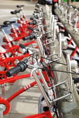 Fototapeta na wymiar Rental bicycles view