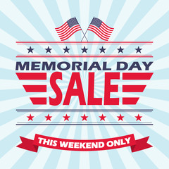 Memorial Day Sale banner design. Vector background for Memorial Day Sale.