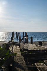 wood bridge on the beach