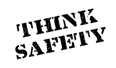 Think Safety rubber stamp. Grunge design with dust scratches. Effects can be easily removed for a clean, crisp look. Color is easily changed.