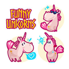 Vector flat unicorn illustration.