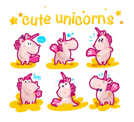 Vector flat unicorn illustration.