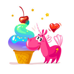Vector flat ice cream food illustration.